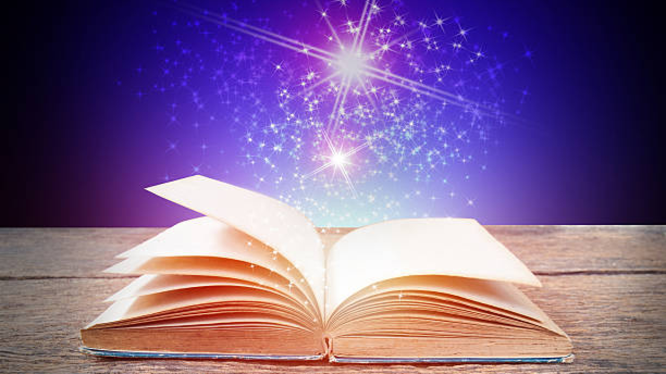 Magic light and falling stars for science and education background
